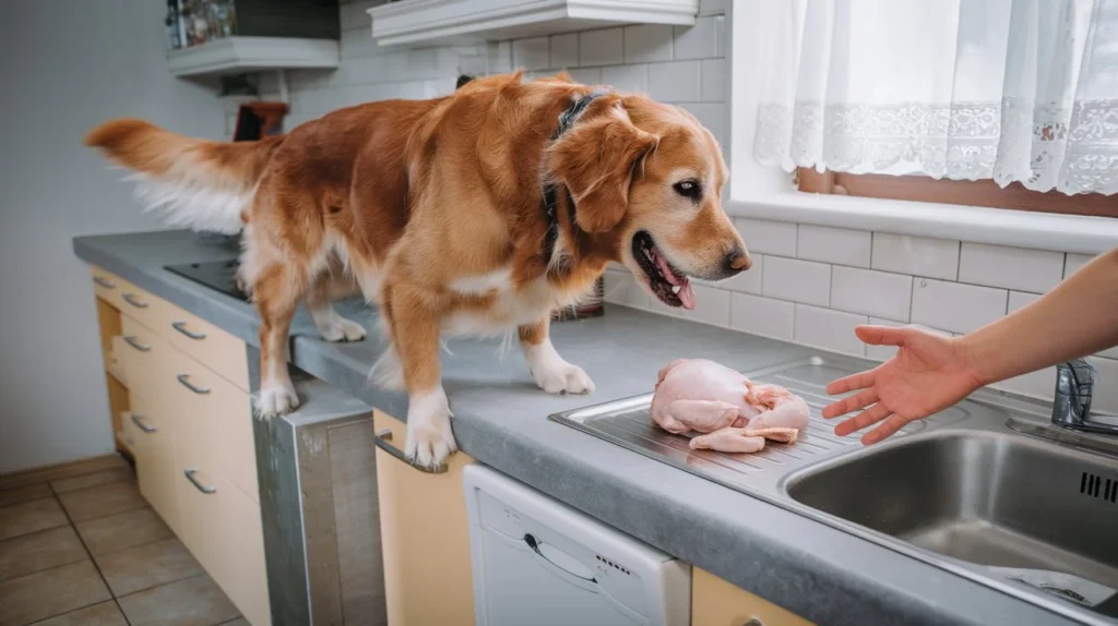 Can Dogs Eat Raw Chicken a-photo-of-a-golden-retriever-with-a-wagging-tail