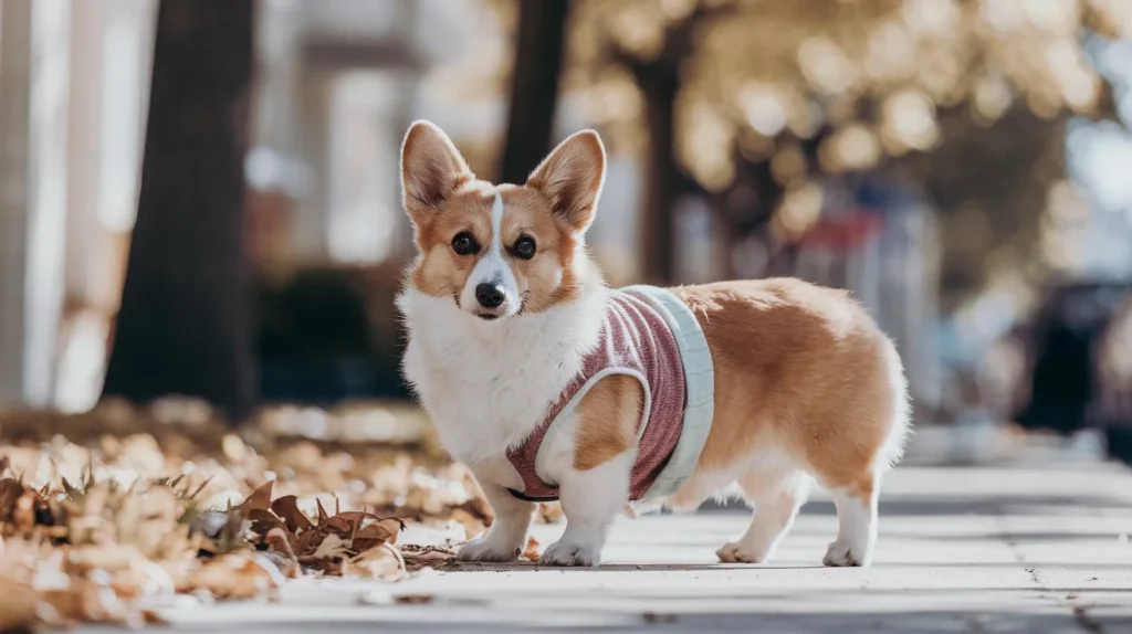 Corgi Cane a-photo-of-a-corgi-standing-on-a-sidewalk-on-a-sun-TEC