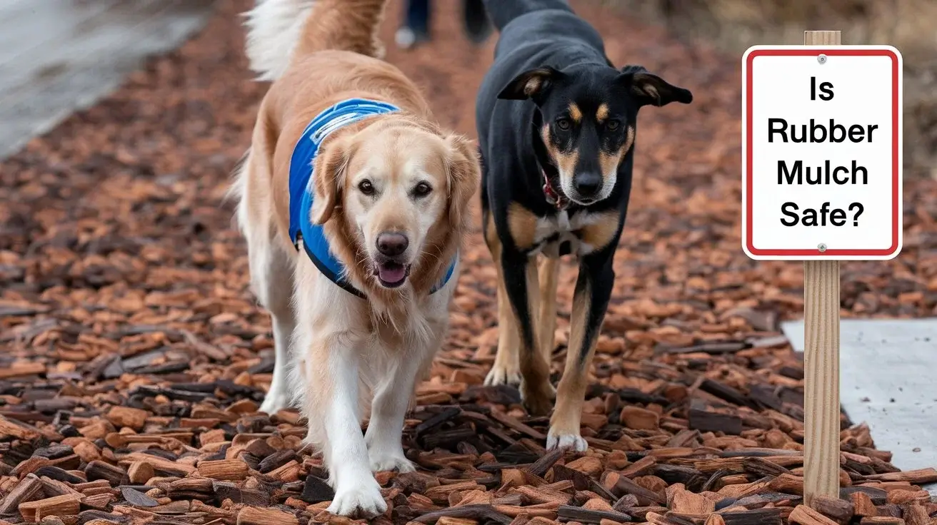 Is Rubber Mulch Safe for Dogs a photo of dogs walking on rubber mulch