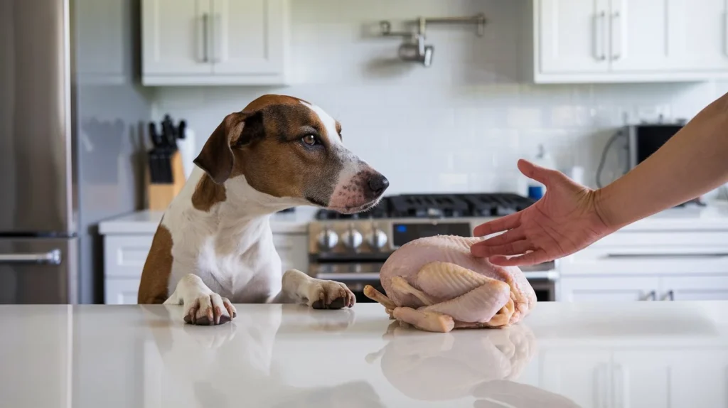 Can Dogs Eat Raw Chicken a-photo-of-a-realistic-scene-in-a-modern-bright