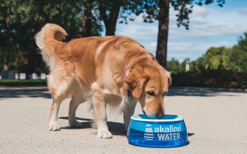 can dogs have alkaline water a-photo-of-a-golden-retriever-dog-drinking