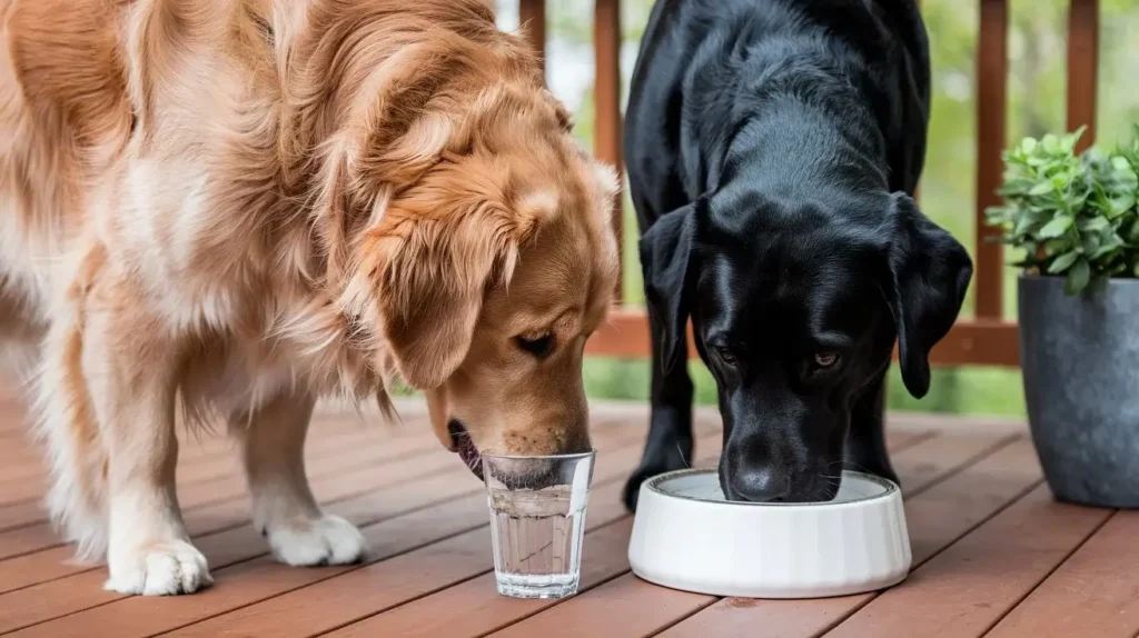 can dogs have alkaline water a-photo-of-two-dogs-drinking-alkaline-water