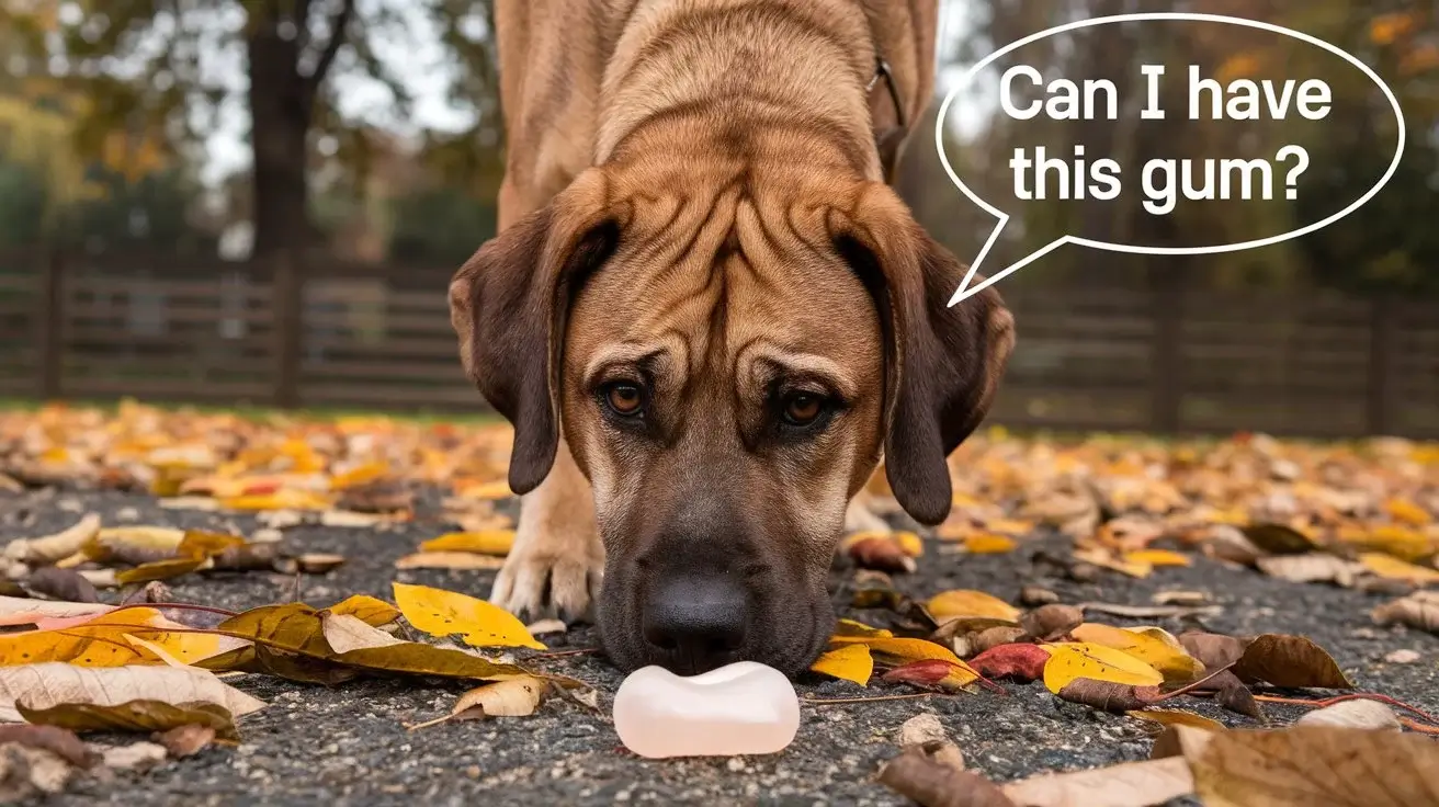 can dogs have gum , a-photo-of-a-dog-with-a-sad-expression-looking-at-gum