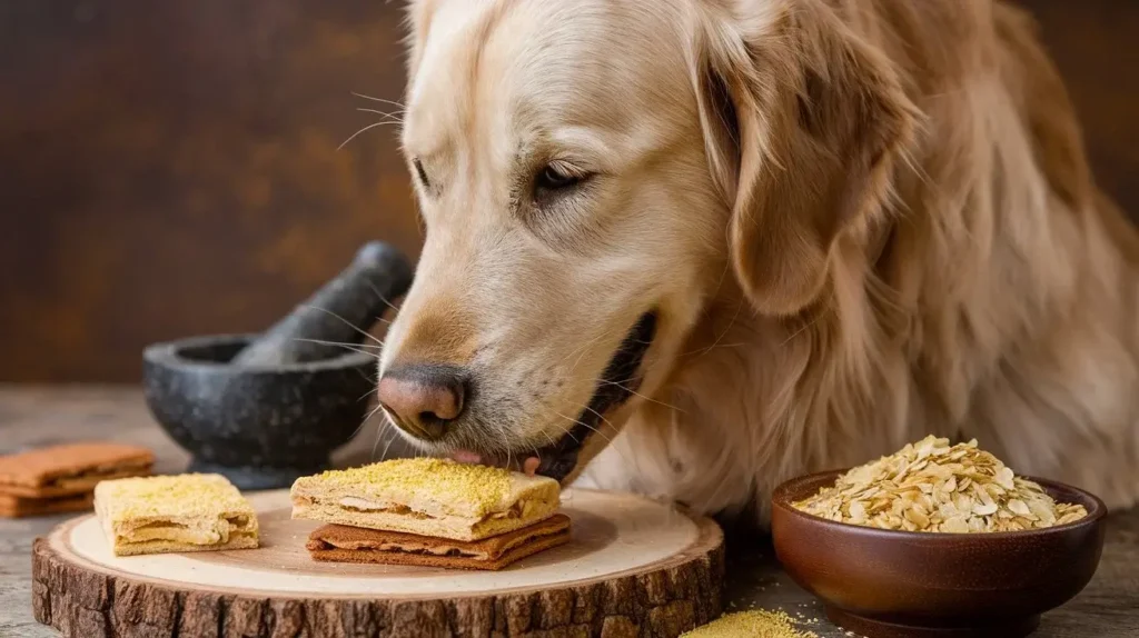 can dogs have nutritional yeast a-golden-retriever-happily-munching-on-a-nutrition