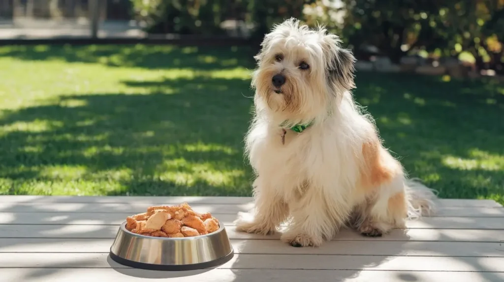 can dogs live off of only chicken quarters a-photo-of-a-healthy-dog-sitting-beside-a-bowl-fil