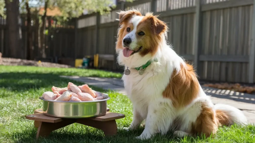 can dogs live off of only chicken quarters a-photo-of-a-healthy-dog-sitting-next-to-a-bowl