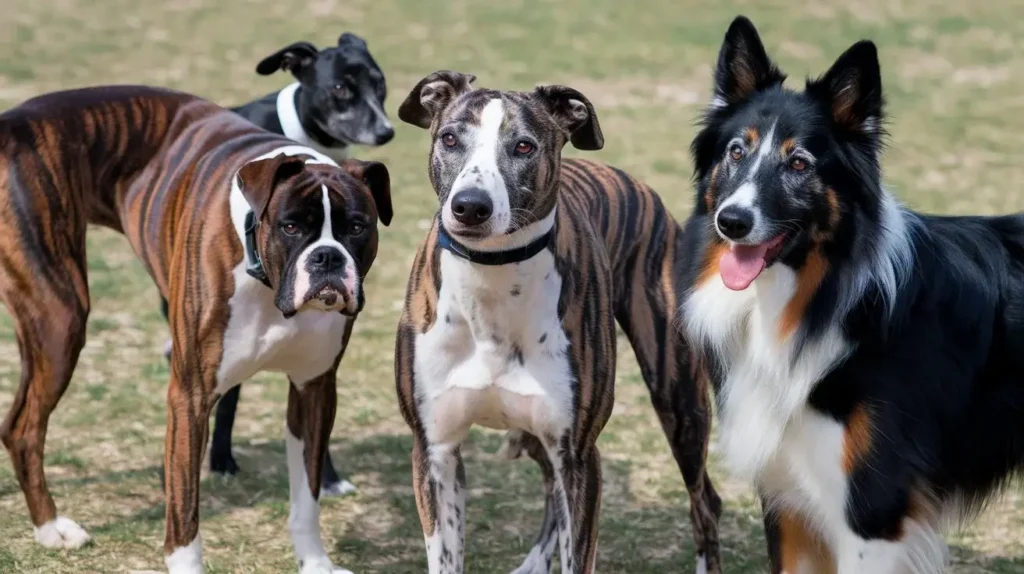 dog breeds that have brindle coats a-photo-of-a-variety-of-dog-breeds-with-brindle dogs