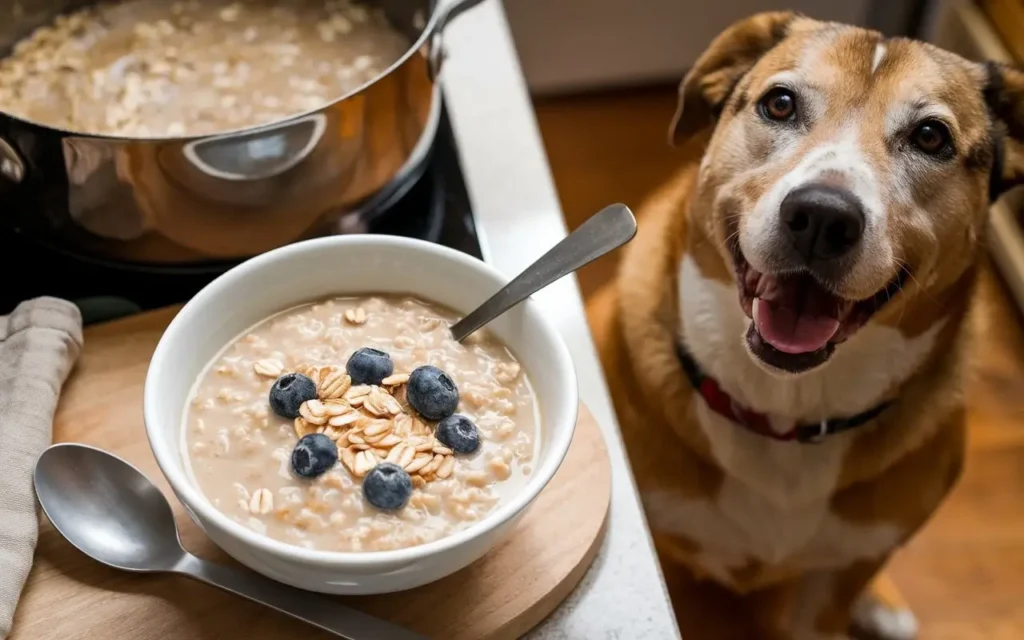 how to cook oatmeal for dogs a-photo-of-a-bowl-of-oatmeal-with-simple-ingredien