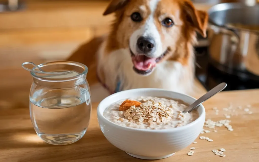 how to cook oatmeal for dogs a-photo-of-a-bowl-of-oatmeal-with-the-ingredients