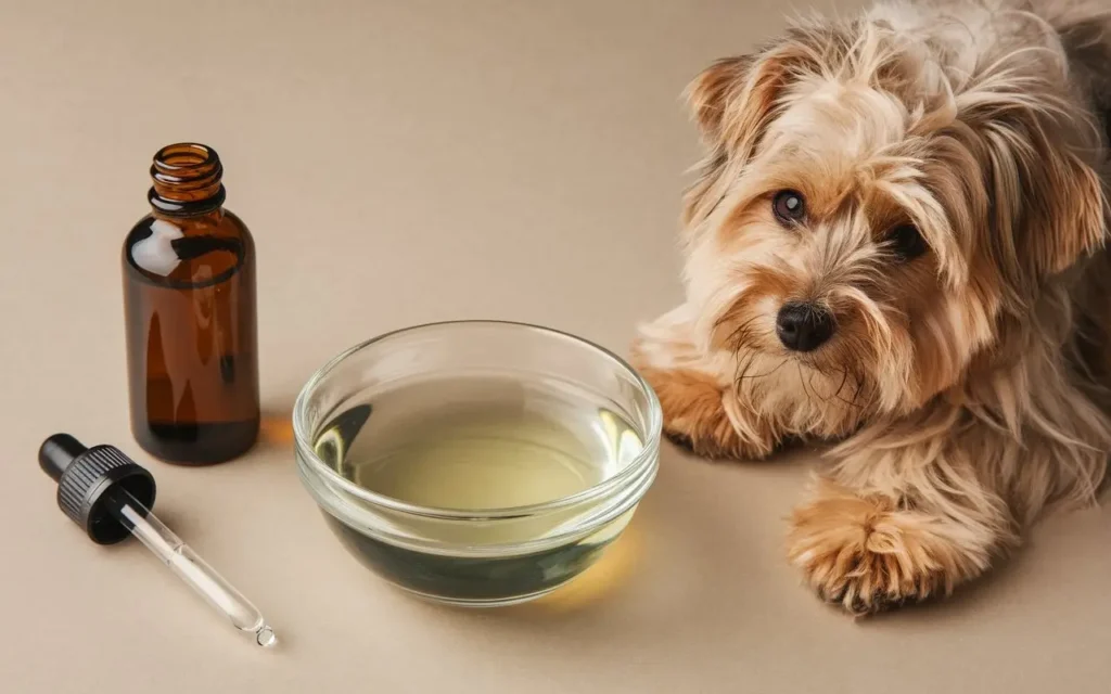 how to dilute tea tree oil for dogs a a-photo-of-a-bottle-of-tea-tree-oil-next-to-a-smal