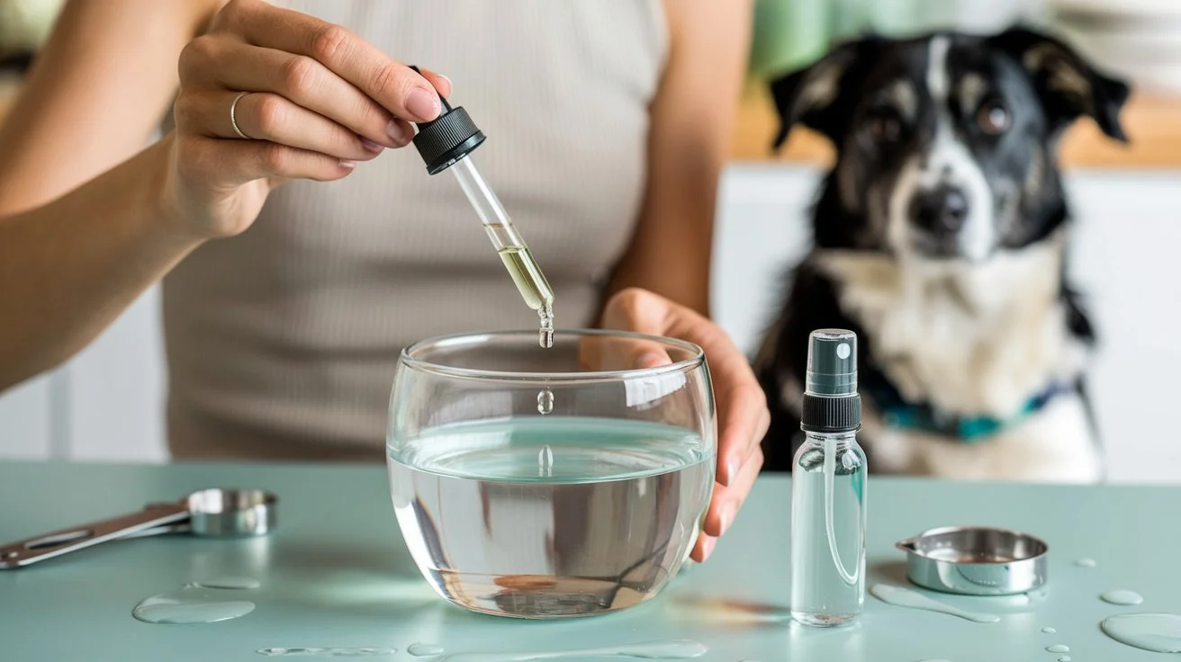 how to dilute tea tree oil for dogs a-photo-of-a-woman-diluting-tea-tree-oil-for-dogs