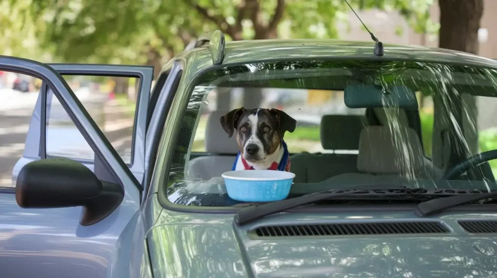 how to keep a car cool for dogs a-realistic-image-of-a-dog-inside-a-parked-car-in