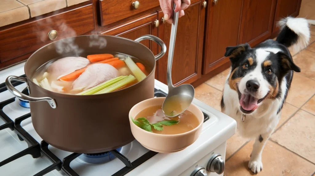 how to make chicken broth for dogs a-realistic-image-of-a-homemade-chicken-broth-for