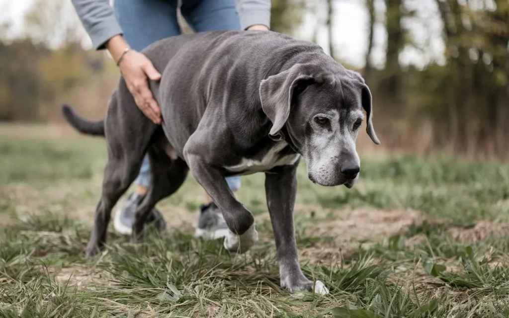 how to strengthen old dogs hind legs a-photo-of-an-old-gray-dog-with-a-calm-outdoor