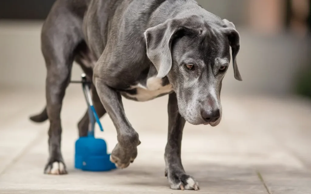 how to strengthen old dogs hind legs a-photo-of-an-old-gray-dog-with-a-calm-outdoor-set