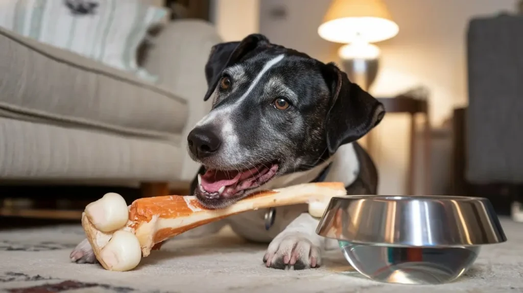 is bone marrow good for dogs a-photo-of-a-happy-dog-chewing-on-a-bone-with-marr x