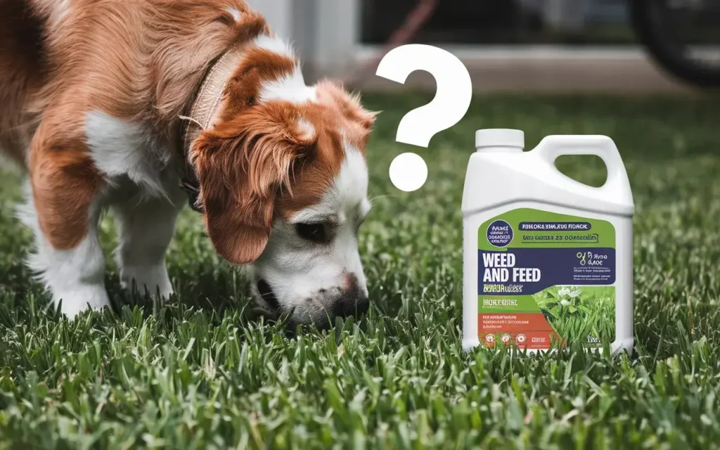 is weed and feed safe for dogs a-photo-of-a-curious-dog-sniffing-a-lush-green-law