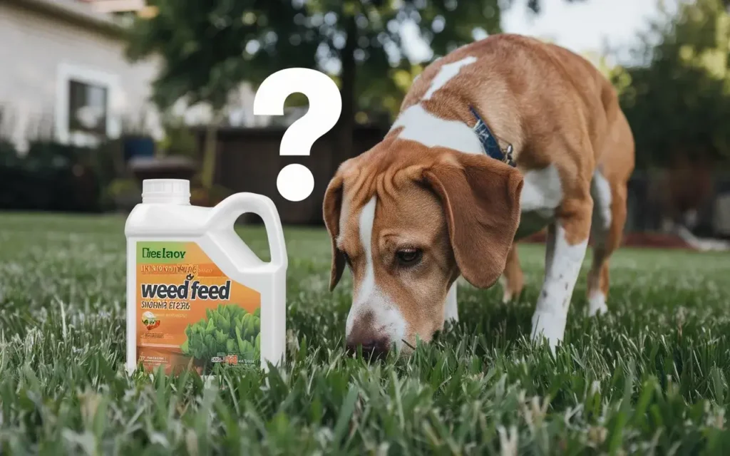 is weed and feed safe for dogs dog-sniffing-a-lush-green-law