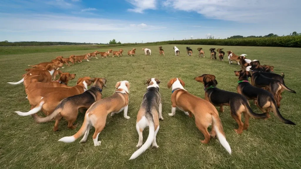 what dogs have a long body a-photo-of-a-group-of-dogs-with-long-stretched-bod