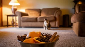 what smell keeps cats away a-photo-of-a-living-room-with-a-warm-ambiance