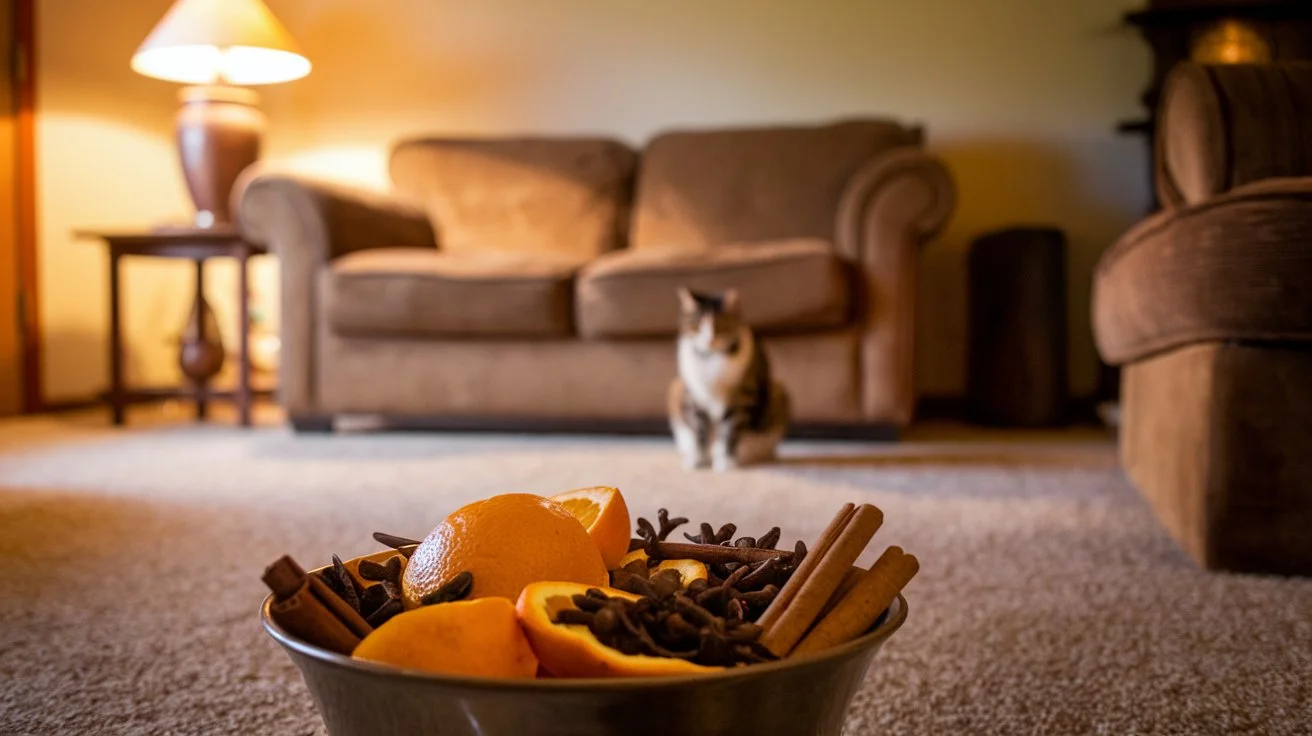 what smell keeps cats away a-photo-of-a-living-room-with-a-warm-ambiance