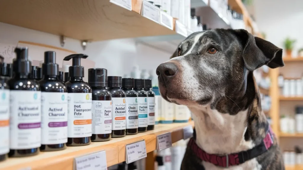 where to buy activated charcoal for dogs a-photo-of-a-dog-with-activated-charcoal-looking