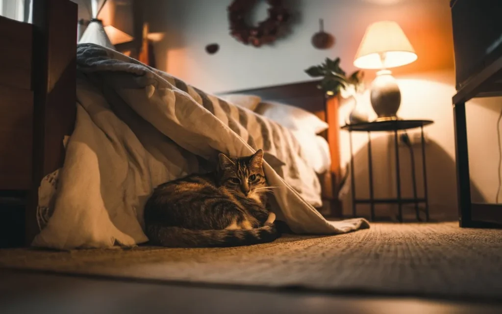 why do cats hide under the bed