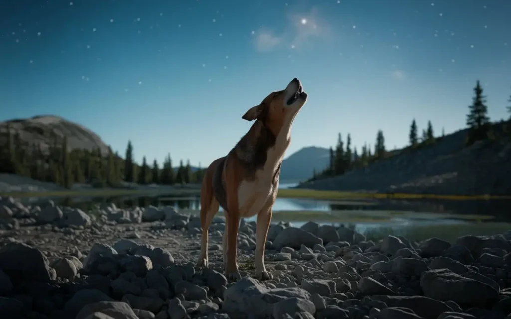 why do dogs howl at night a-cinematic-shot-of-a-dog-howling-at-the-night-sky