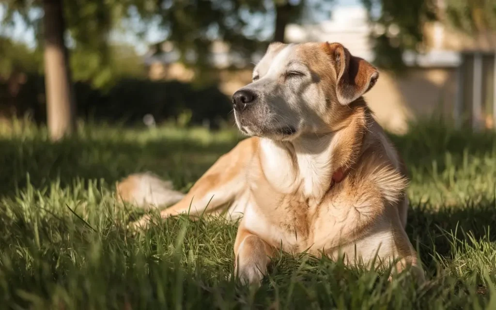 why do dogs like sunbathing a-photo-of-a-relaxed-dog-eyes-half-closed-basking