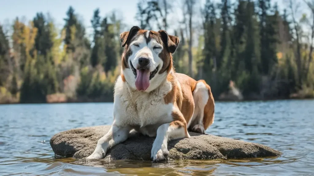 why do dogs sunbathe a-medium-shot-of-a-dog-sunbathing-on-a-rock