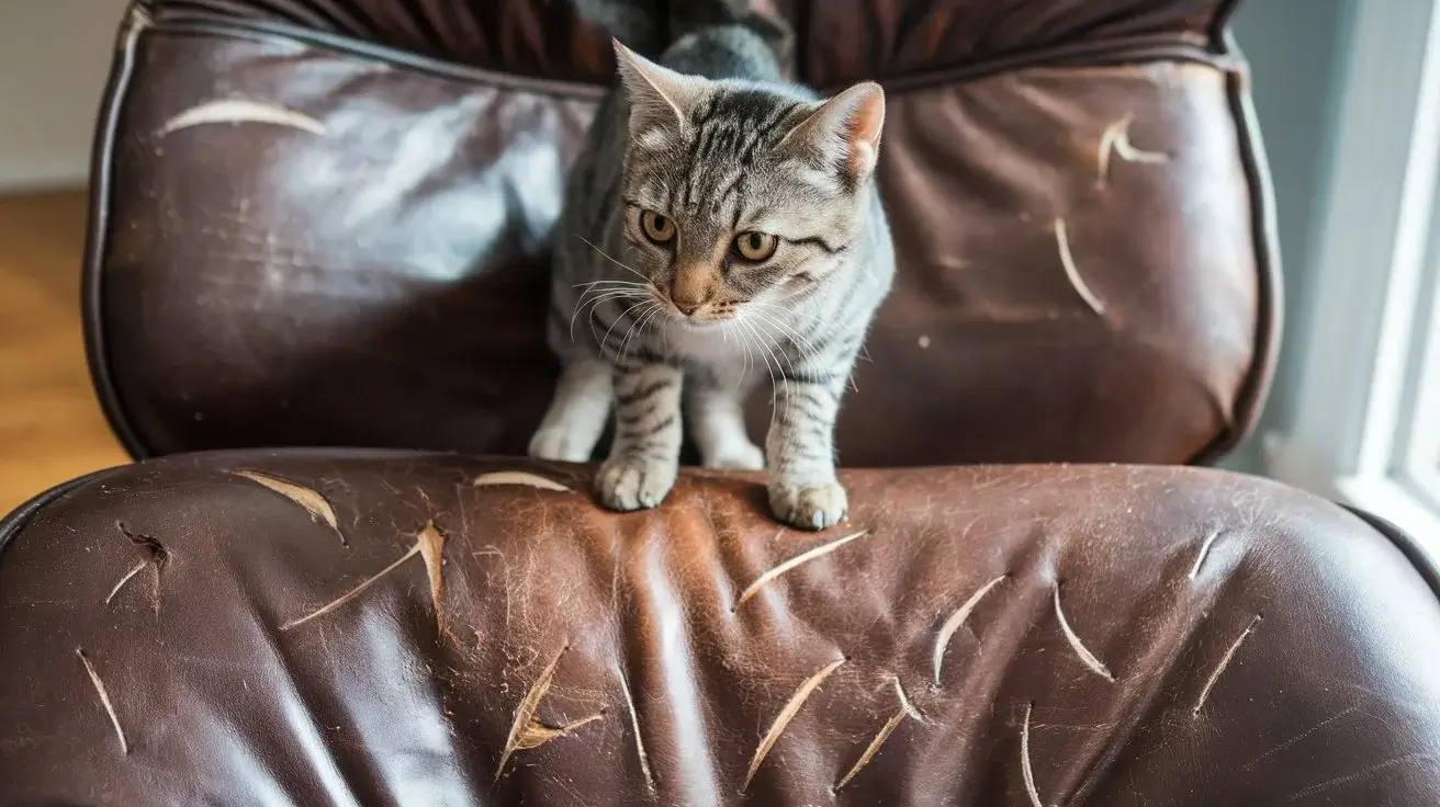 will cats scratch leather a-photo-of-a-cat-on-top-of-a-leather-chair-with