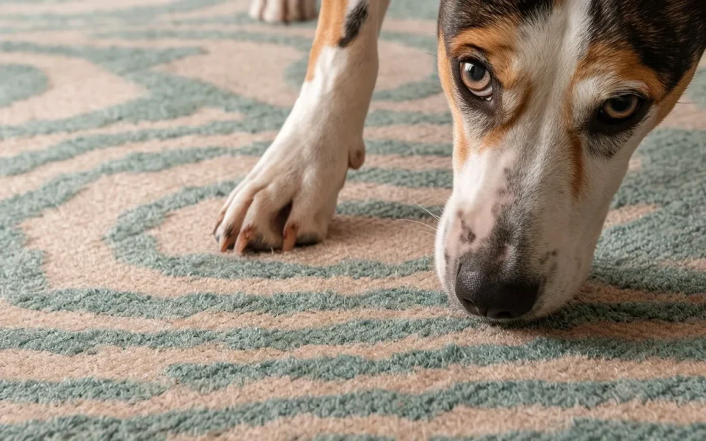 a-close-up-shot-of-a-dog-s-paws-scraping-a-carpet