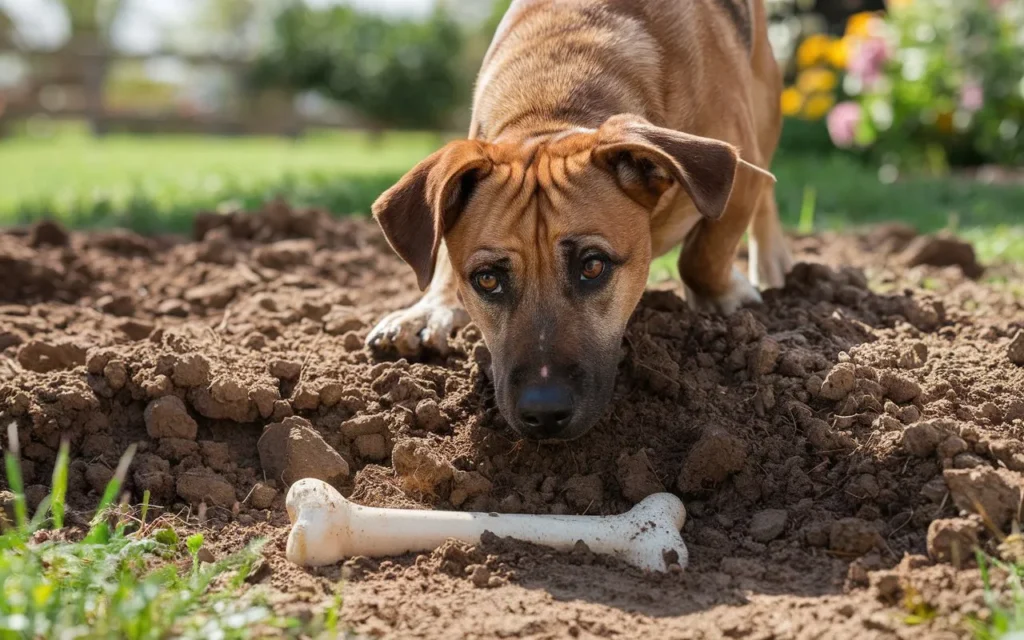 a-photo-of-a-curious-dog-digging-in-a-backyard why do dogs hide their treats