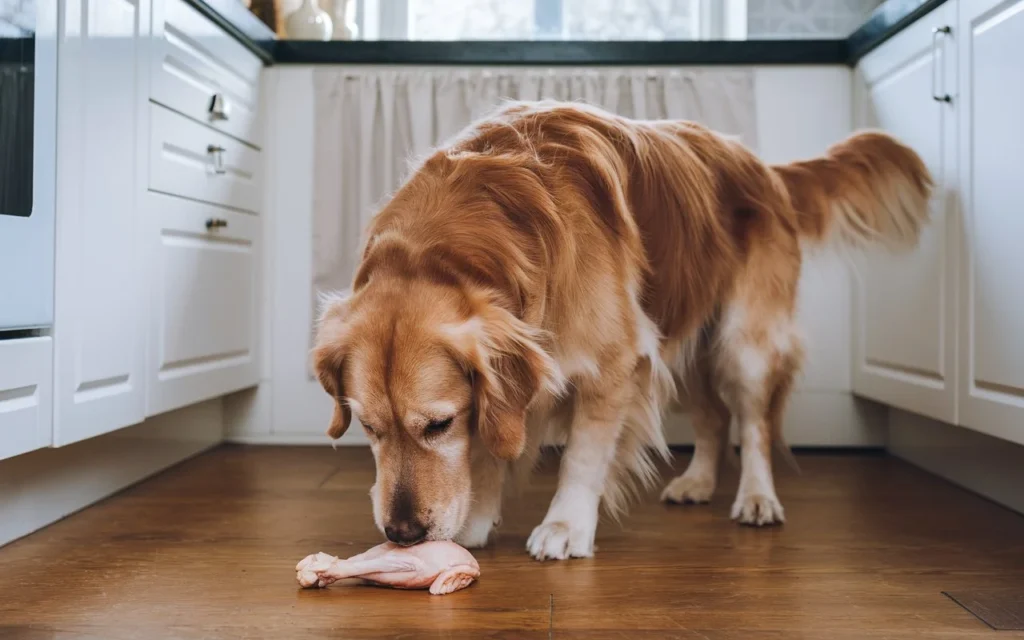 can dogs eat raw chicken legs a-photo-of-a-golden-retriever-dog-with-a-fluffy