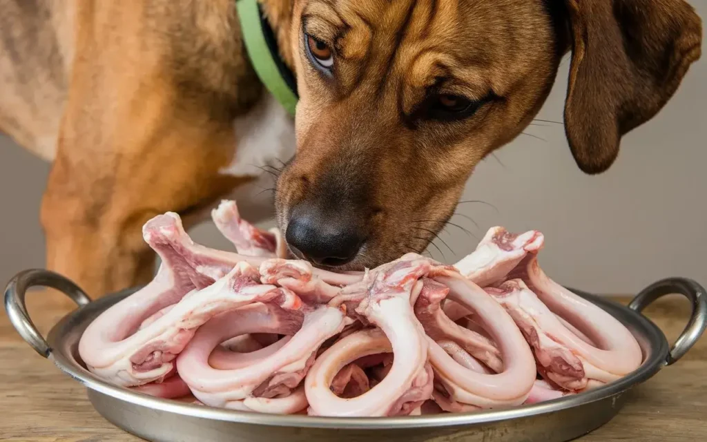 can dogs eat raw chicken necks a-photo-of-a-curious-dog-sniffing-small-raw-chicken