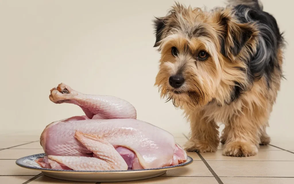 can dogs eat raw chicken skin a-photo-of-a-dog-with-a-curious-expression