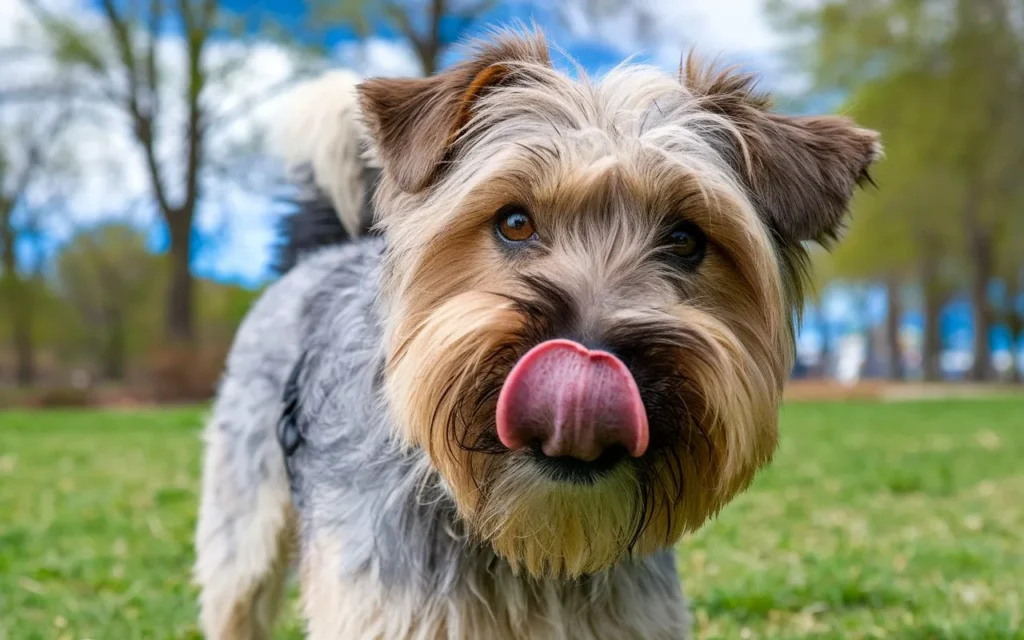 why do dogs lick their noses close-up-shot-of-a-playful-dog-with-a-bright