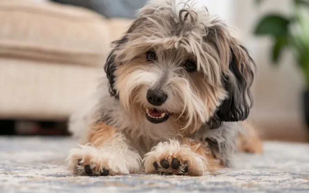 why do dogs scrape the carpet photo-of-a-close-up-of-a-dog-with-a-fluffy-coat